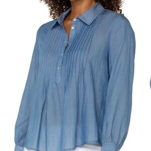 Long Sleeve Popover Woven Blouse